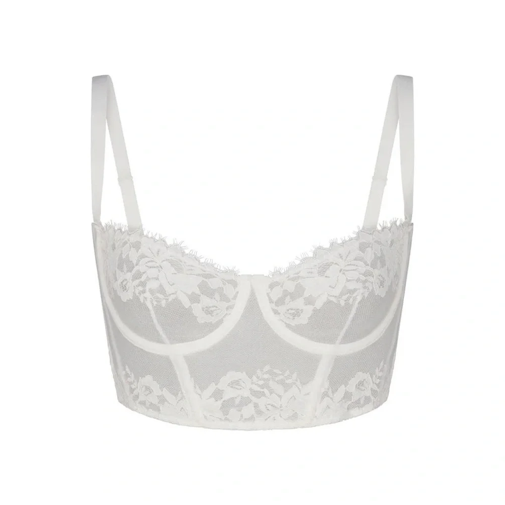 Skims Lace Unlined Balconette Corset | Marble - Picture 11 of 11